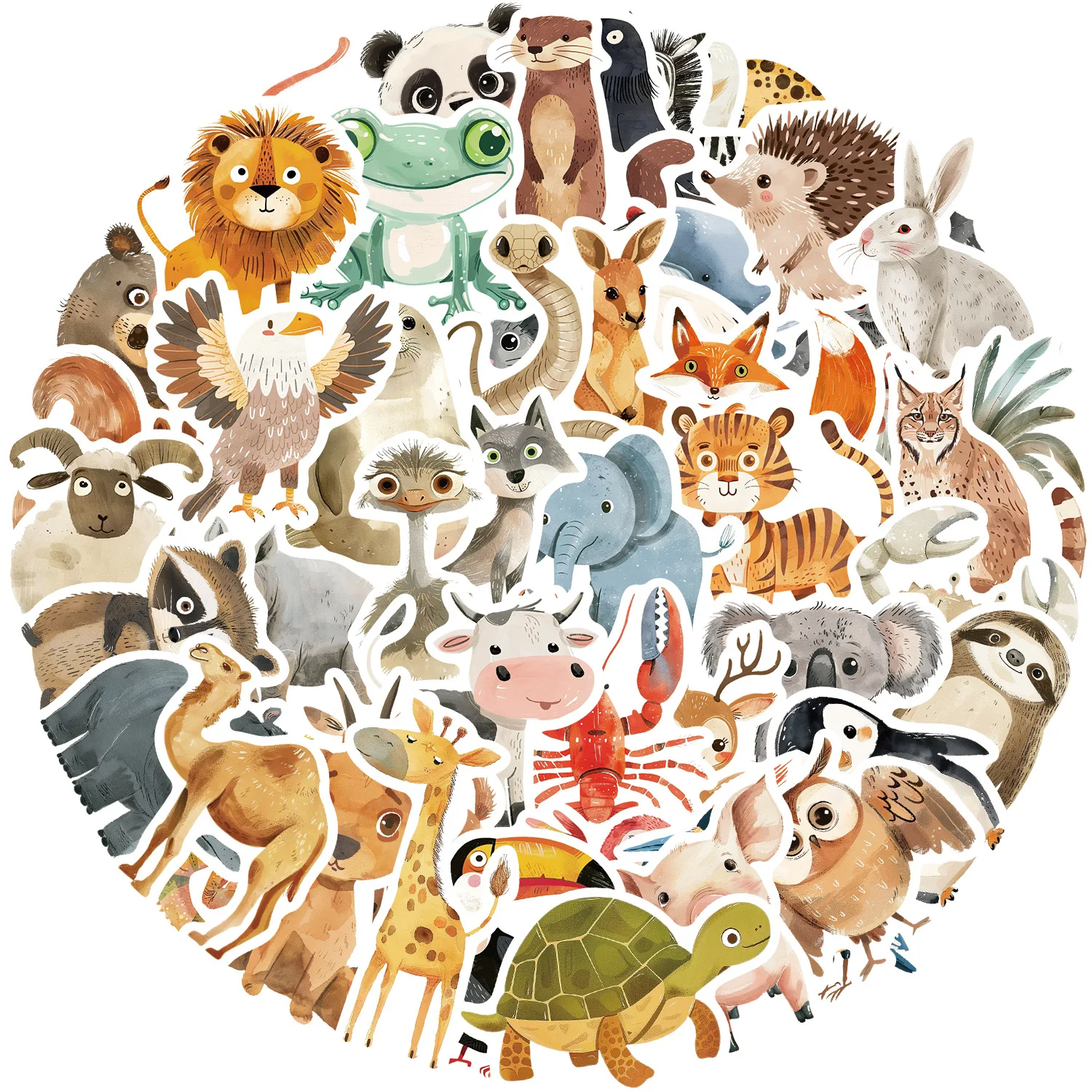 50pcs Hand Drawn Animals Cartoon Graffiti Stickers DIY Phone Guitar Laptop Notebook Suitcase Cup Waterproof Sticker Kids Toy