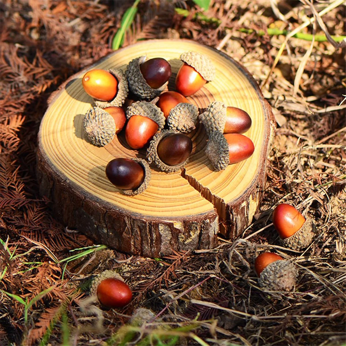 200PCS Mini Artificial Acorns, Bulk with Natural Cap for Fall Thanksgiving Halloween Decoration, Wedding Decor