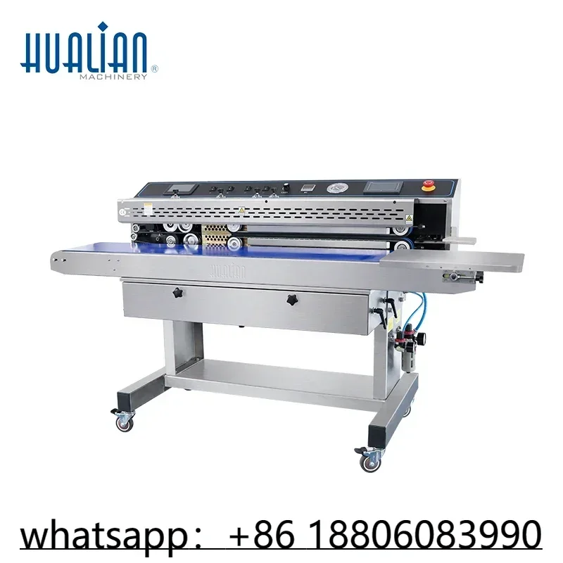 FRP-1120WH HUALIAN Integrated Air Sucking And G`as Flushing Vacuum And Sealing Continuous Band Sealer For Potato Chinps