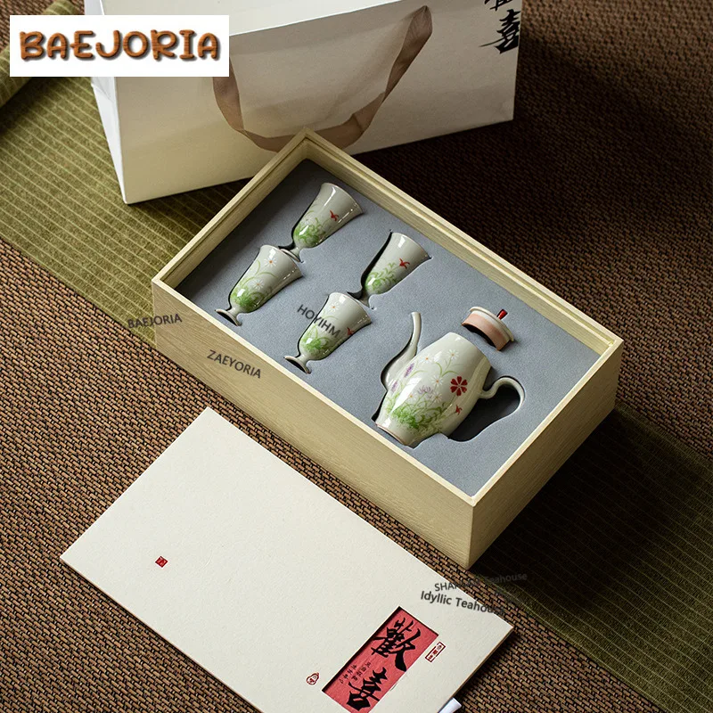 

Hand-painted Daisy Tea Set Complete Set Luxury Tea Ceremony Set Household Teapot And Tea Cup Set Chinese Tea Set Supplies Gift