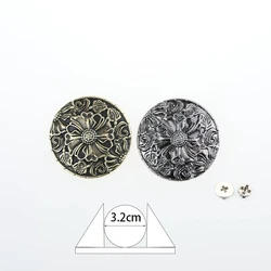 5Pcs Tang Grass Flower Craft Purses Leather Decoration Conchos Buckle Metal Screw Back Buttons Handmade Clothes Accessories