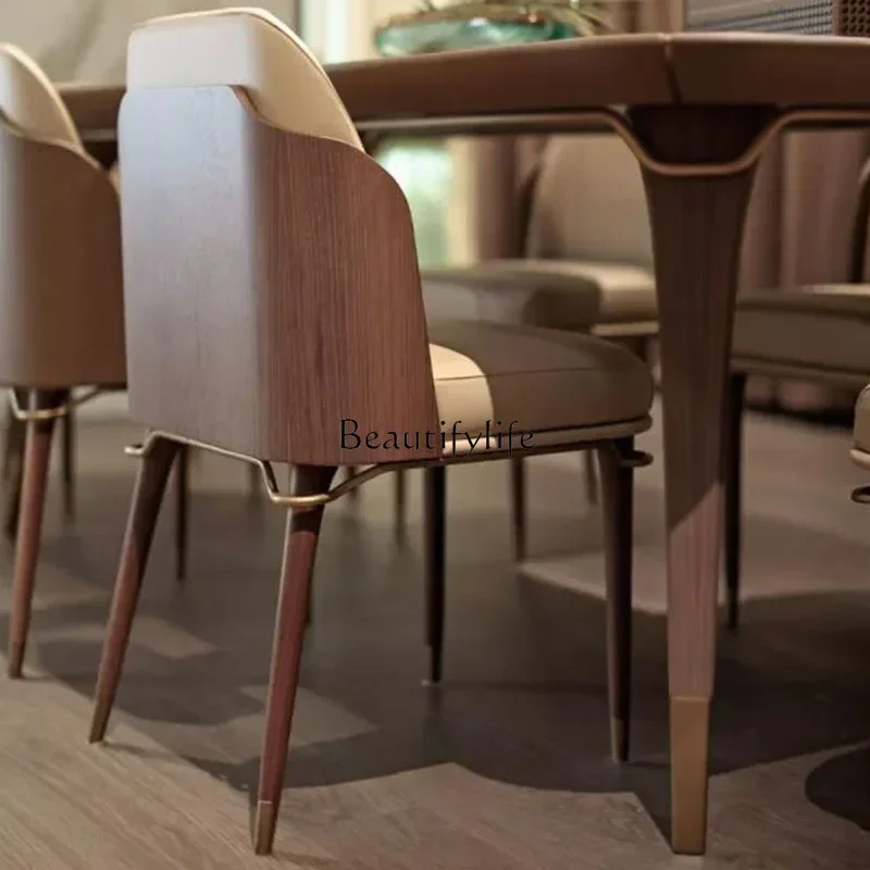 3Italian light luxury solid wood dining chair sales department hotel restaurant reception table and chair combination