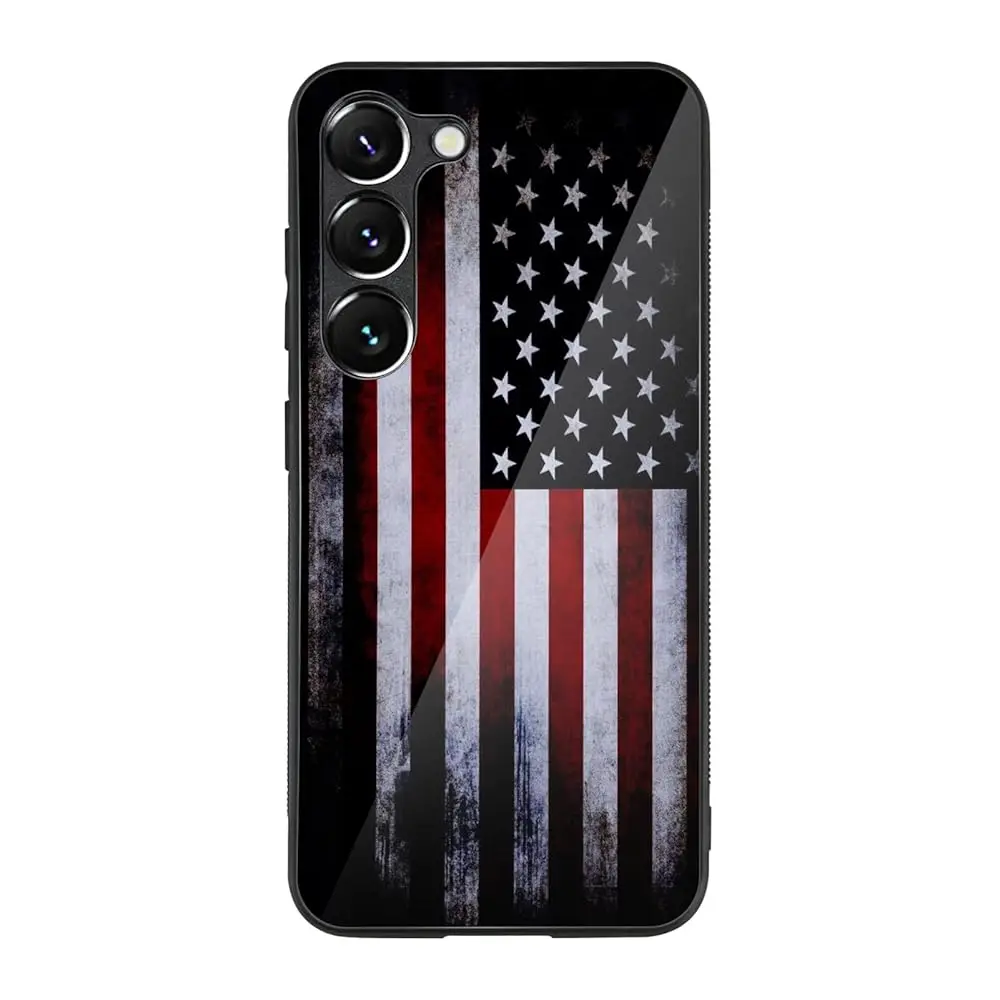 

Compatible with Samsung Galaxy S23 Case American Flag Pattern Military-Grade Drop Protection Non-Slip Sides Anti-Scratch Bac