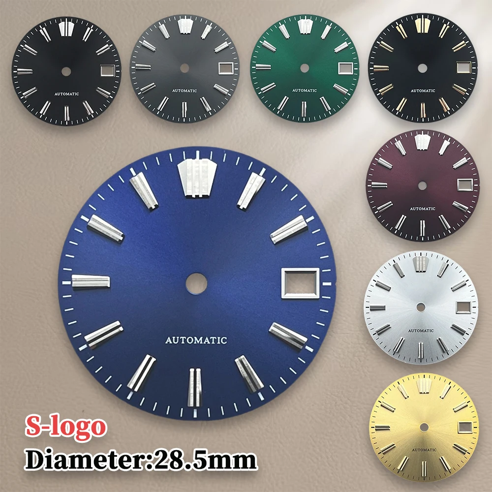 28.5mm S Logo Sun pattern Sunbrust Dial Suitable for NH35/NH36/7S/4R Japanese Movement Watch Modification Accessories repair