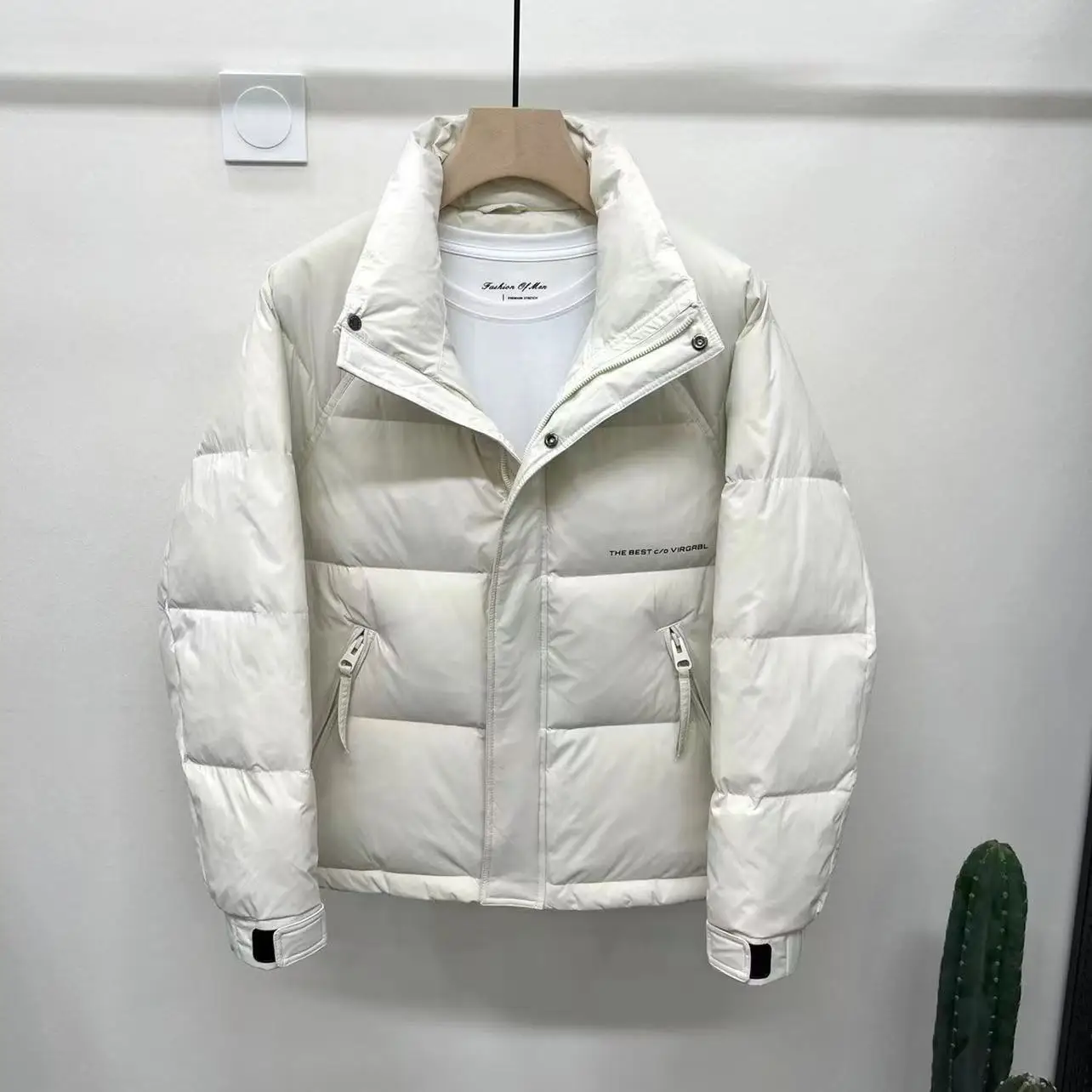 Winter Men Down Jacket Warm Stand-up Collar Zipper White Duck Down Coat Long Sleeves Business Casual Jacket Luxury Brand Tops
