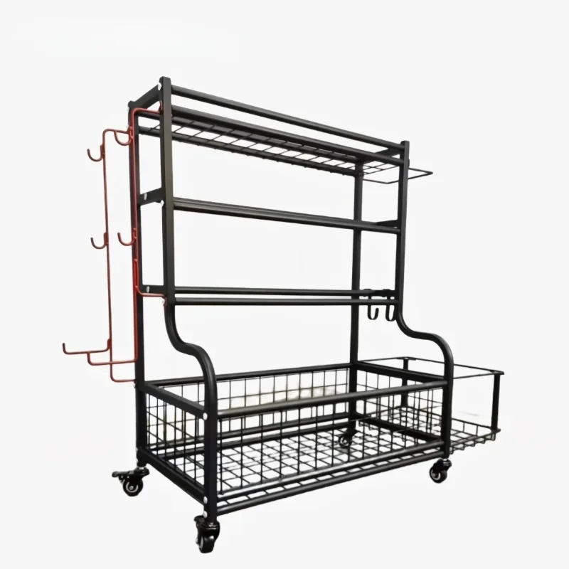 Sports and fitness equipment storage rack household movable wheeled storage rack sports goods Large Fitness Equipment Integrated