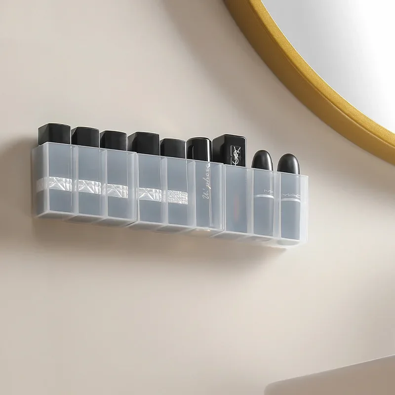 Wall Mounted 3Grids Organizer Mirror Cabinet Self-adhesive Small Objects Storage Box Eyebrow Pencil Lipstick Lip Glaze Organizer