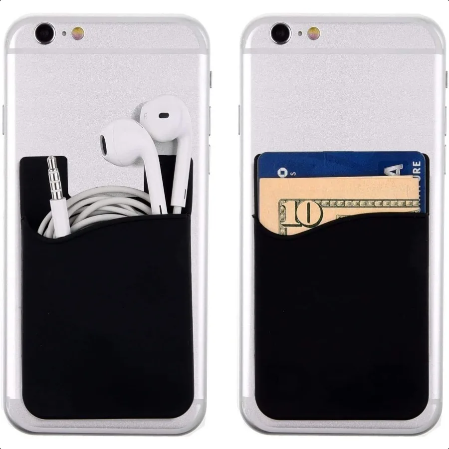Adhesive Cell Phone Wallet for Back of Phone Case. Silicone Stick On Sleeve for iPhone Android Flat Surfaces Great for Credit C - Image 3