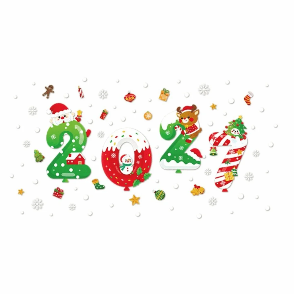 Static Cling Christmas Window Sticker Double-Sided PVC Car Window Decal Snowflake Pattern Colorful New Year Window Decor
