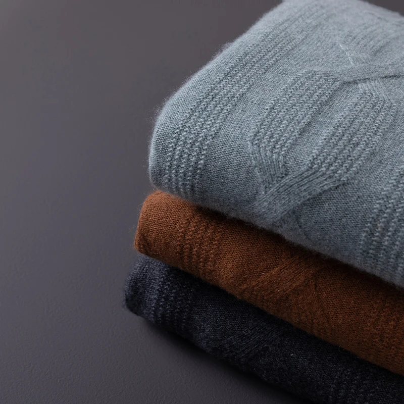 

Men's 100% Cashmere Sweater Thick Knitted Pullover Business Casual Loose Blouse Half High Neck Jumper Tops for Autumn/Winter