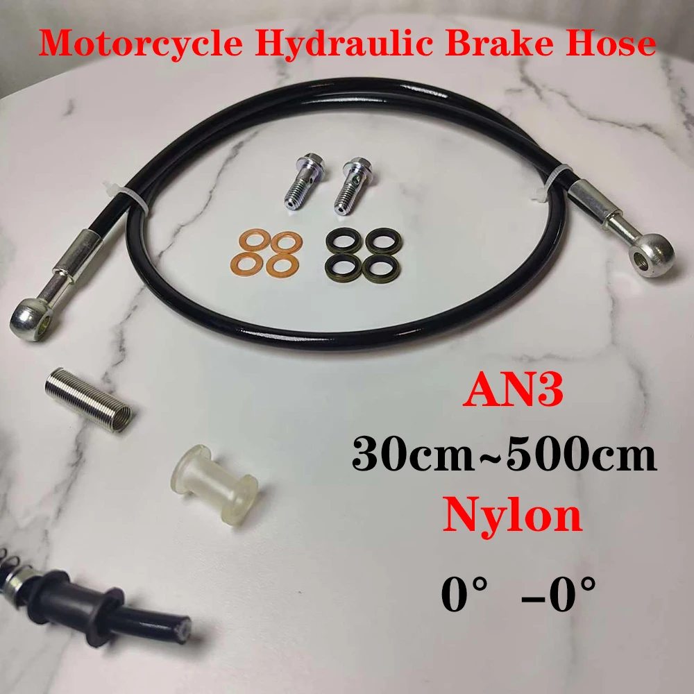 

Nylon 0°-0°Motorcycle Brake Oil Hose line Dirt Bike Braided Hydraulic Reinforce Brake Cable Clutch Pipe M8X1.25 M10X1.25mm Banjo