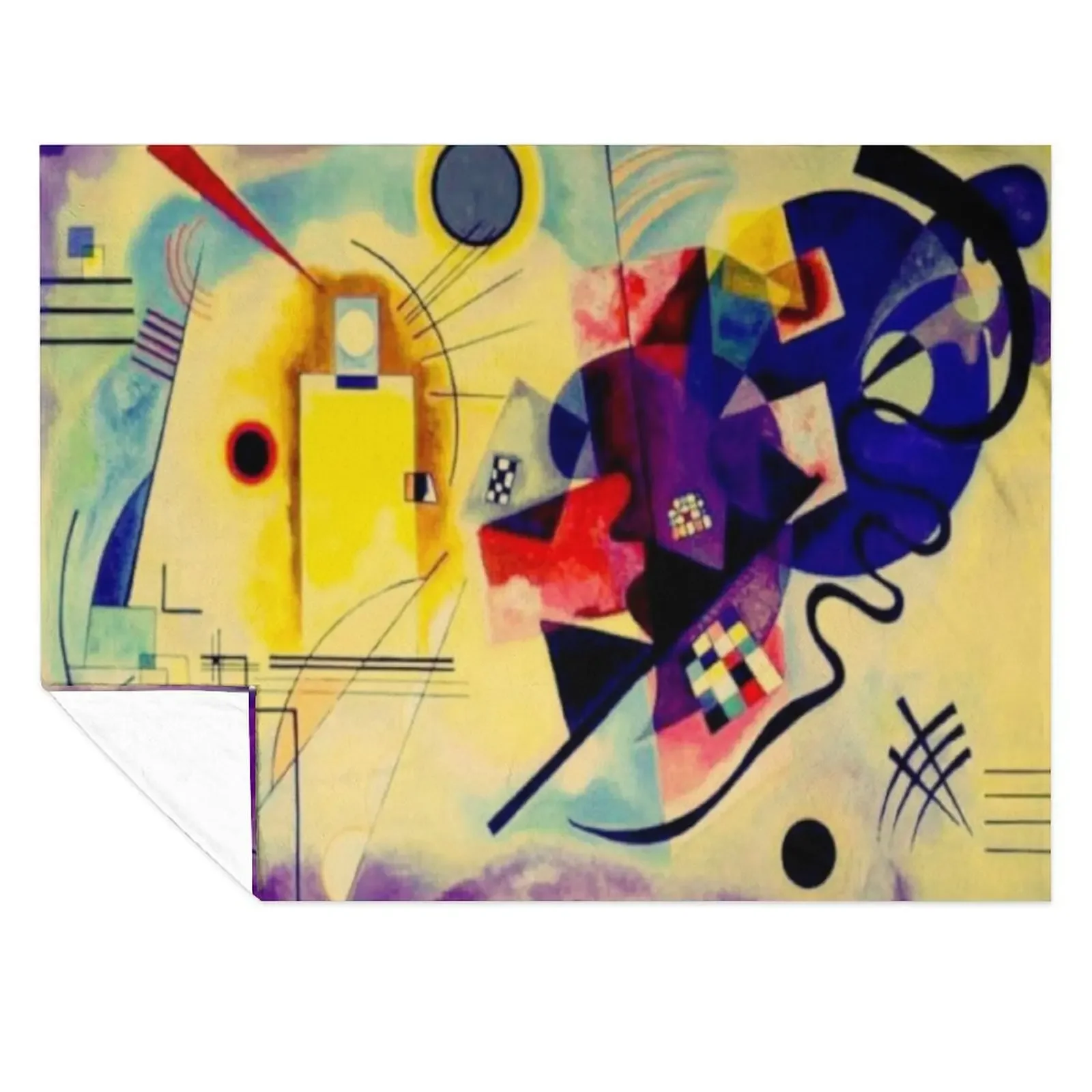 

Yellow-Red-Blue | Kandinsky Abstract Art Throw Blanket for winter Vintage Travel Custom Blankets