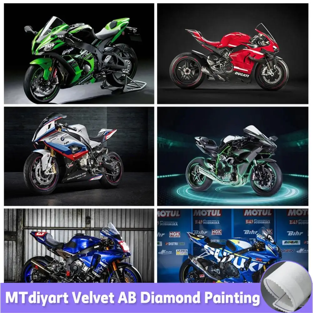 Velvet Sport Motorcycle Diamond Painting Racing 5D Mosaic Cross Stitch Embroidery Kit Crystal Rhinestones Art Home Wall Decor