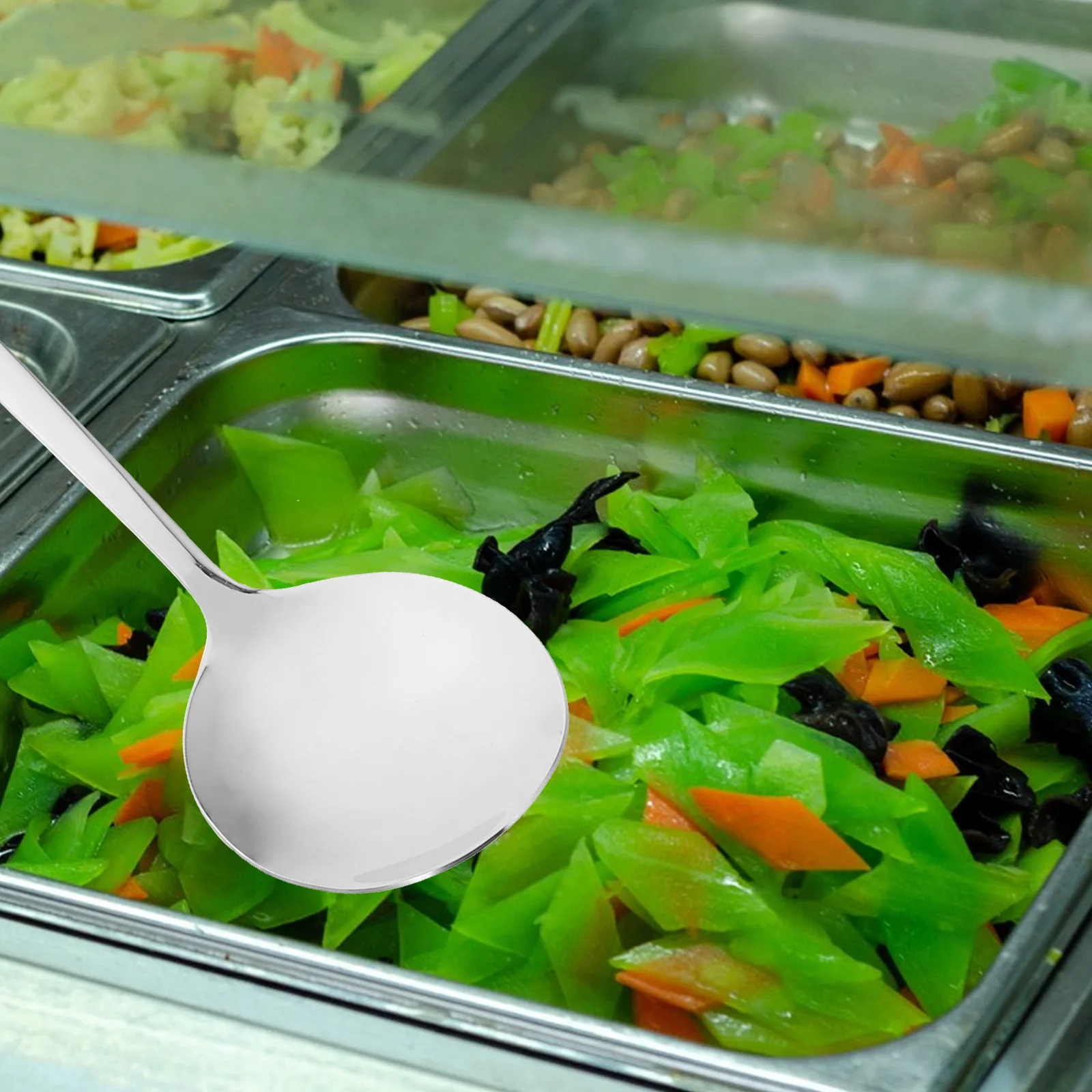 

10 Pieces Set Stainless Slotted Spoon Steel Spoon Fork Ladle Slotted Steak Tongs Kitchen Spatula Banquet Catering