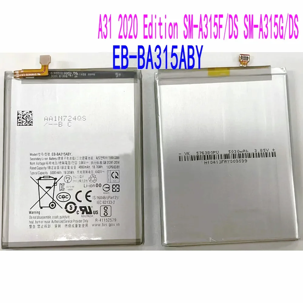 

New EB-BA315ABY Battery for Samsung A31 2020 Edition SM-A315F/DS SM-A315G Replacement Phone