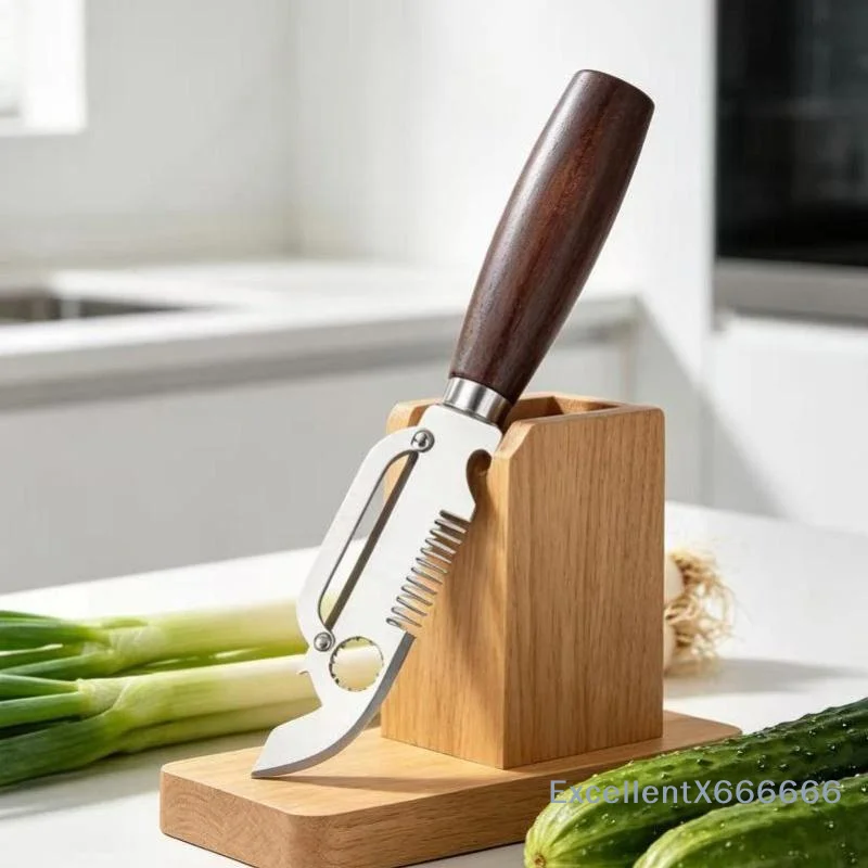 Multifunctional Stainless Steel Peeler With Bottle Opener Nut Cutter Comfort Grip Handle For Kitchen Fruit Vegetable Prep