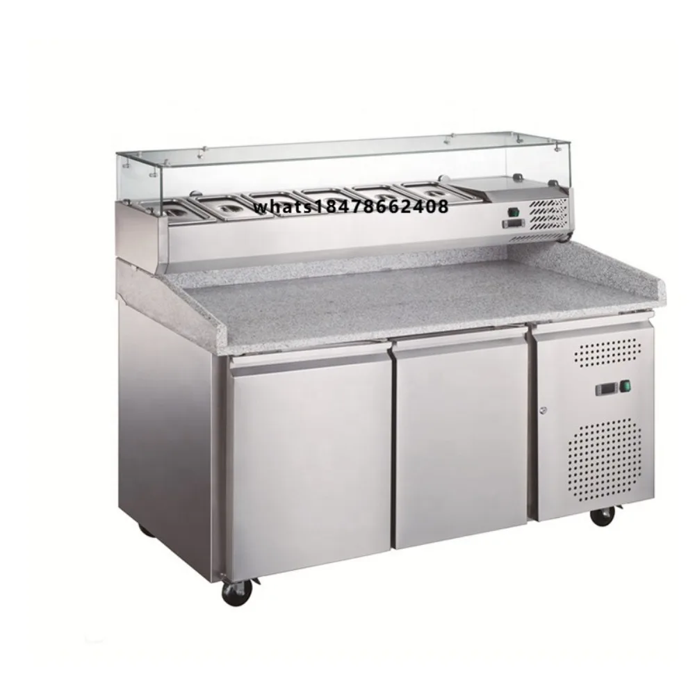 Commercial Kitchen Refrigeration Equipment Stainless Steel Salad Preparation Table G/N Container for Pizza Fruit Vegetable