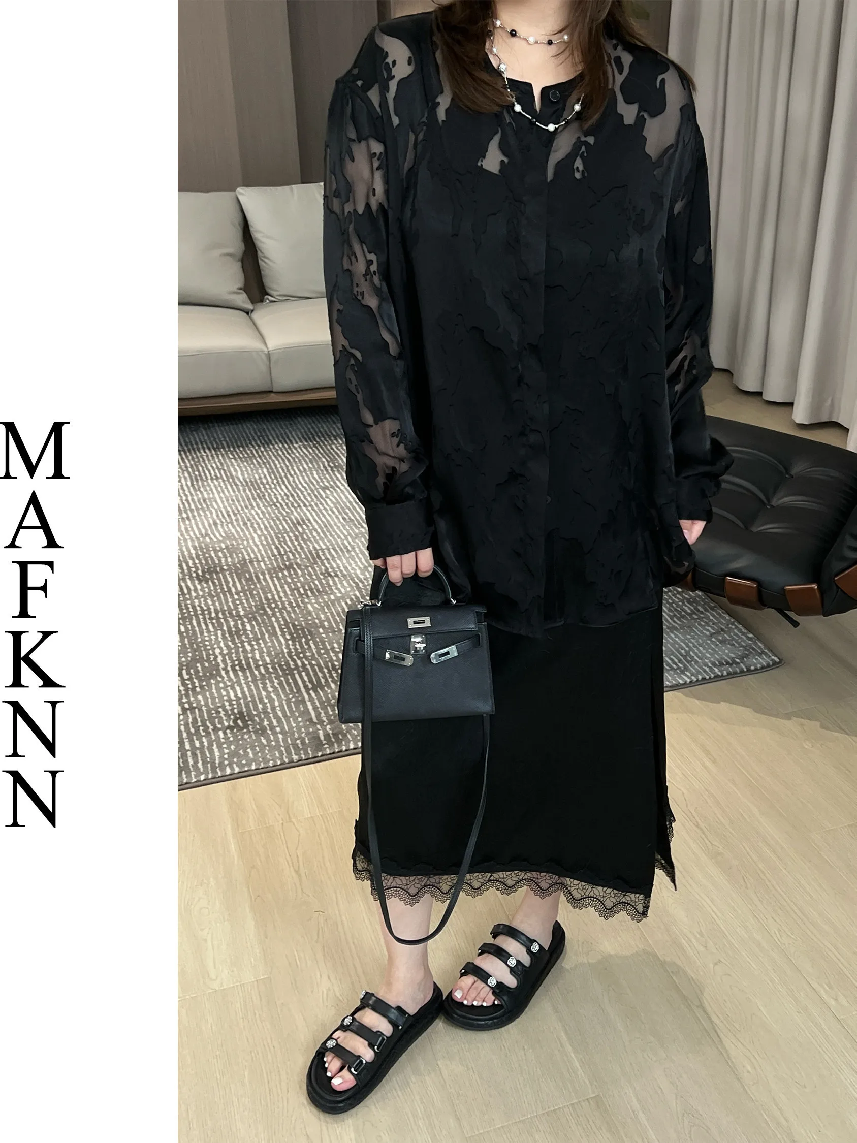 

JiJi Private Collection Casual Style round Neck Long Sleeve Floral Shirt Women's plus Size Pure Color Spring Summer Top