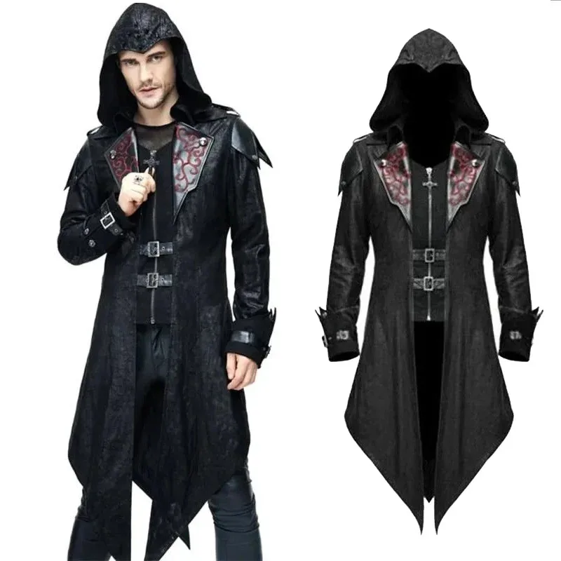 

l2025l New New Medieval Assassin Game Assassins Creed Cosplay Costume Edward Streetwear Hooded Jacket Outwear Halloween Party C