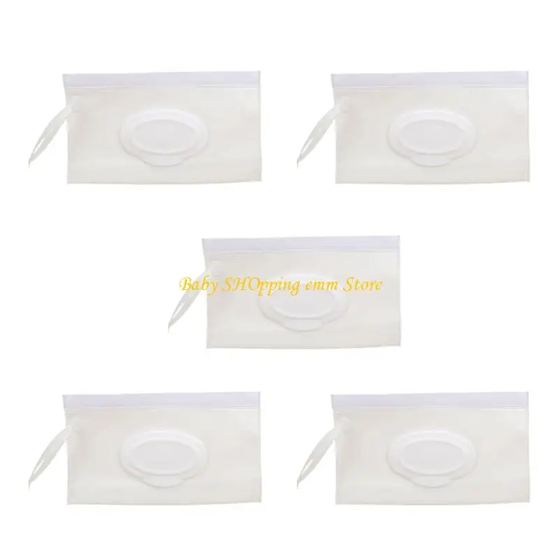 23GD 5 個再利用可能な EVA ウェットワイプホルダー 安全な密封された収納ポーチ アウトドアアクティビティや幼児の世話用
