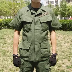 US Vietnam Uniform Men Shorts Style Green Suit Vintage Summer