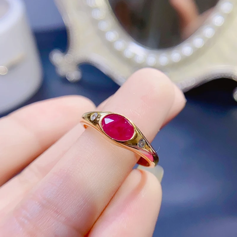 Natural Ruby Rings for women silver 925 jewelry luxury gem stones 18k gold plated free shiping items