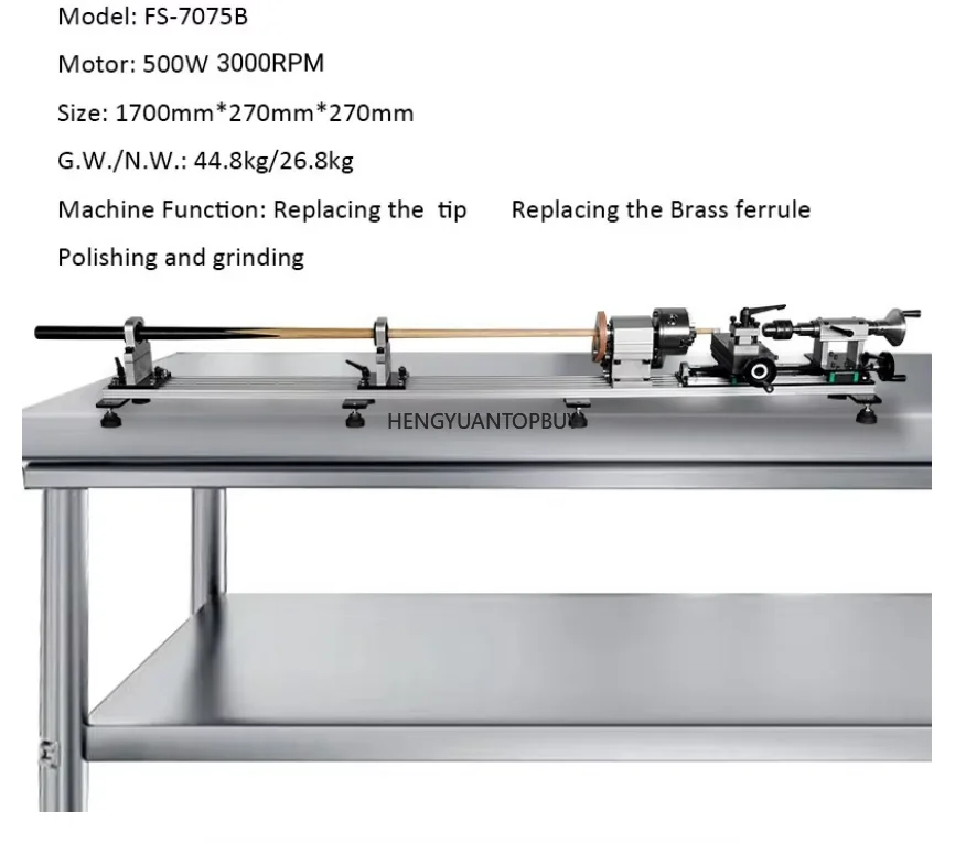 FS-7075B Billiard Variable Speed Mini Pool Cue Snooker & Billiard Cue Repairing Machine With Shift Rail Billiard Cue Lathe