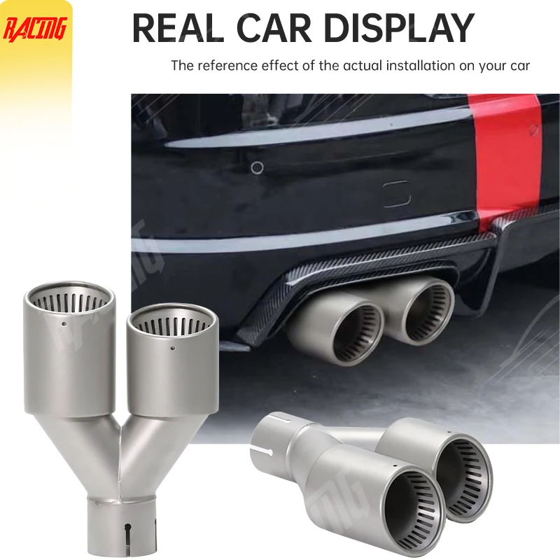 Sistema de escape universal para coche, accesorios para coche, doble punta, tubos de escape de acero inoxidable mate para modificar el boquilla para silenciador, 1 Uds.