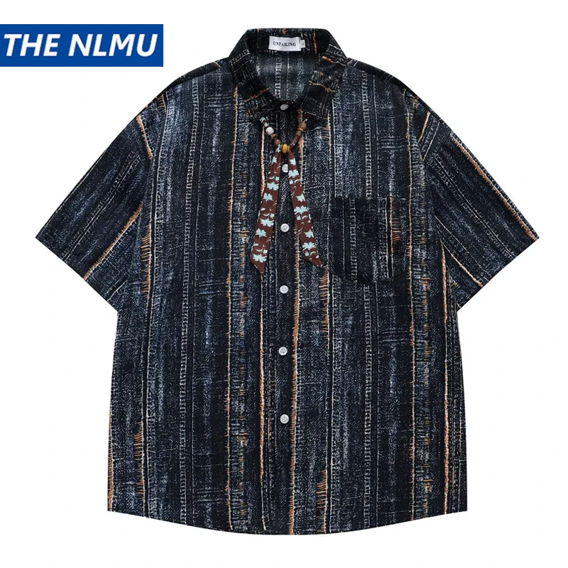 

Vintage Striped Print T-Shirt Men Women Summer Loose Short Sleeve Top Casual Couple Streetwear Tee Unisex Oversized