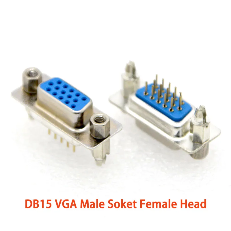100pcs DB15/VGA Female Connector With Fixed Foot Screws / Harpoon DP15 Three Row Female Head Rivet Factory Wholesale
