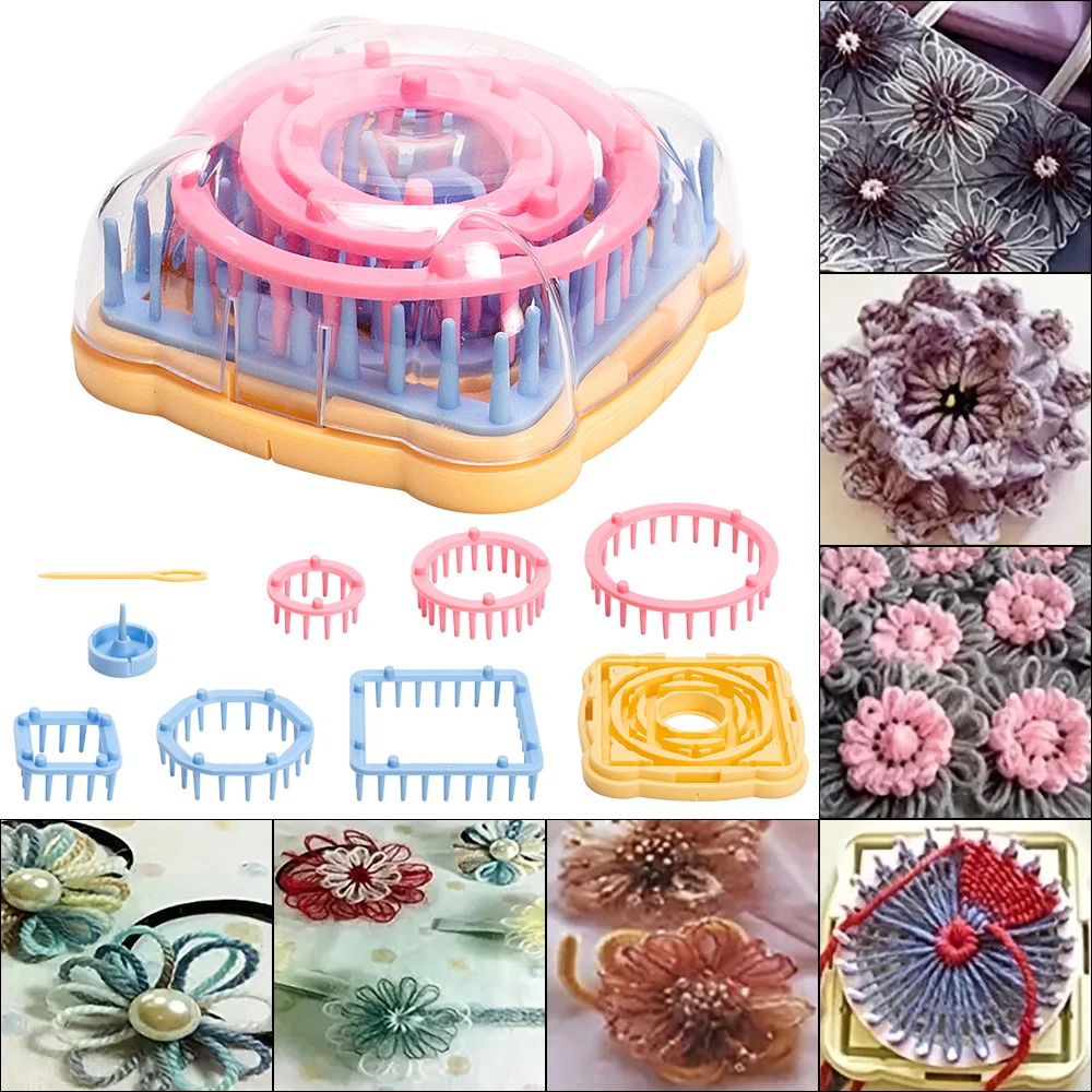 لتقوم بها بنفسك أدوات النسيج مربع ويفر الغزل ويفر الغزل ويفر الكرة صانع العملي زهرة صافي مربع ويفر البلاستيك الحياكة أدوات جديد #2