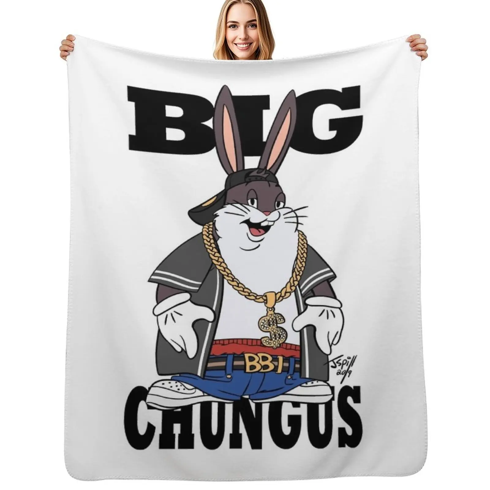 

Big Chungus T-Shirt Throw Blanket Long Lasting Soft Plush Blanket for Daily Use