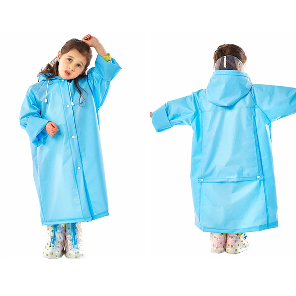 

Children's Raincoat Jacket Poncho Portable Hooded Kids for with Schoolbag Cover
