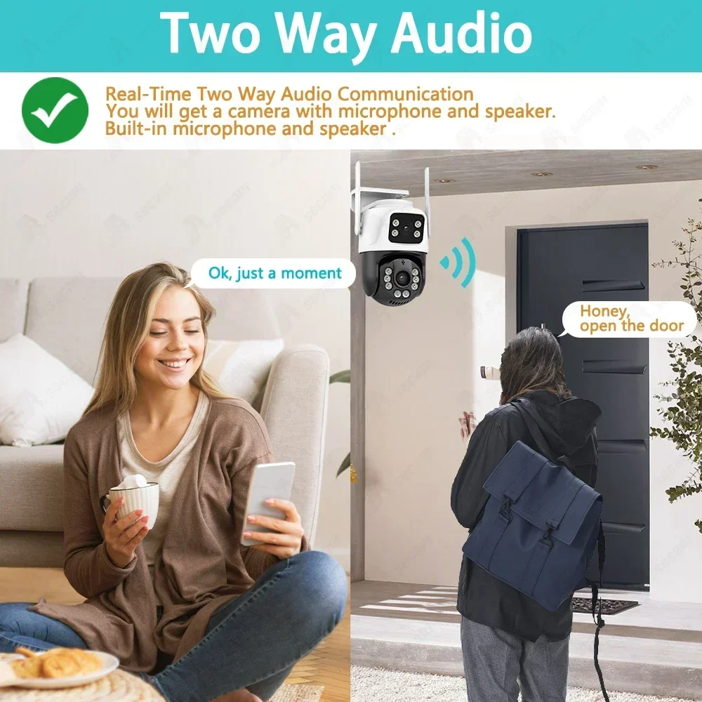 8MP 4K PTZ IP Camera Dual-Lens Human Detect CCTV Camera 4MP Smart Home Outdoor Wifi Surveillance Protection Camera ICSEE APP