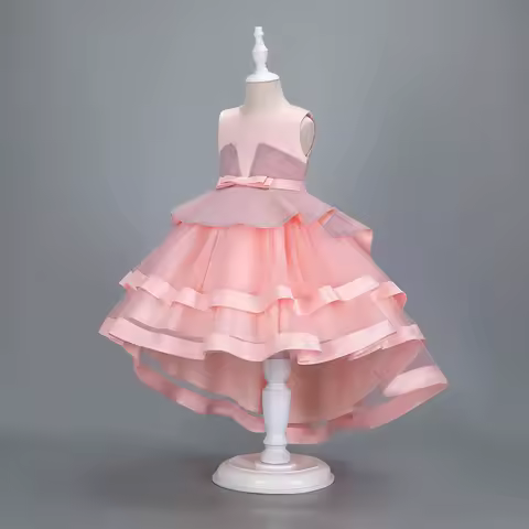 HETISO Elegant Trailing Christmas Princess Dress for Girls Luxury Evening Performance Prom Children's Costume