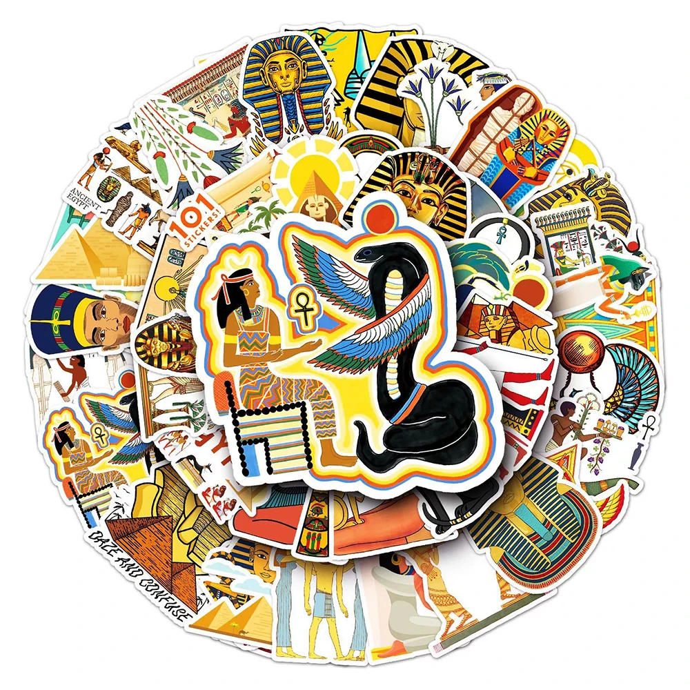 

10/30/50pcs Cartoon Ancient Egypt Pyramid Mummy Stickers Vintage Decals DIY Scrapbook Suitcase Notebook Decoration Sticker Packs