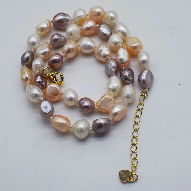 

white pink purple baroque freshwater Pearl 7-9mm necklace 43m wholesale beads nature FPPJ UNIQUE PEARL