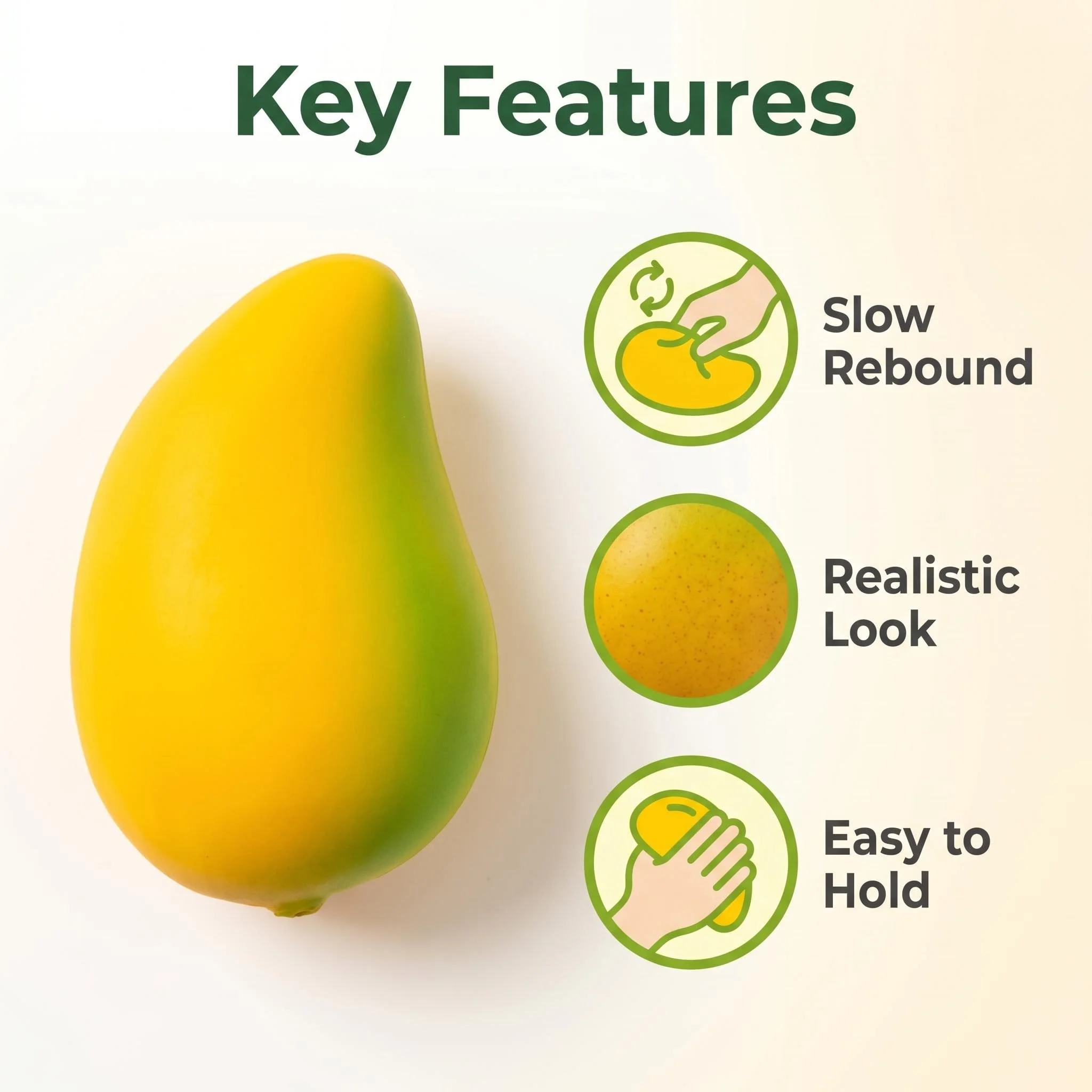Simulation Mango Squishy Toy Realistic Fruit Slow Rising Fidget Toy Stress Relief ASMR Decompression Anti Anxiety Desktop Prank