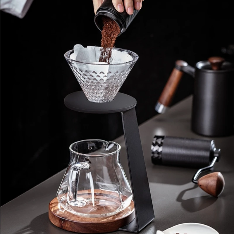 Pours Over Coffee Maker Set With Glass Carafe And Dripper Kettle For Home Use C7AC