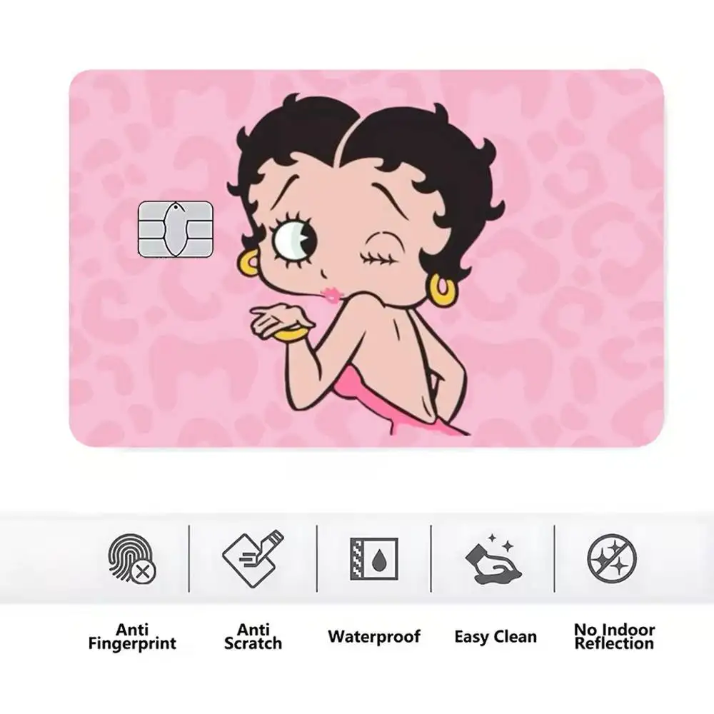 Hot Cartoon Betty Boop-p Credit Card HD Stickers Premium matte film effectively prevents fingerprints