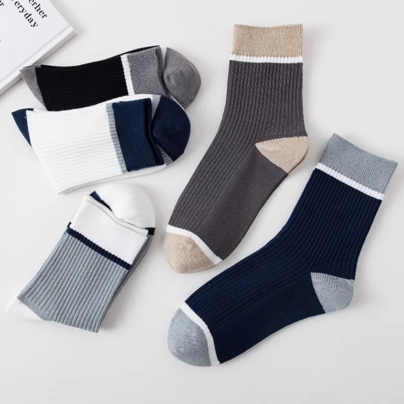 

1/5 пар весенне-осенних спортивных носков с защитой от запаха и впитывающих пот, простые новые стильные повседневные носки с цветными блоками