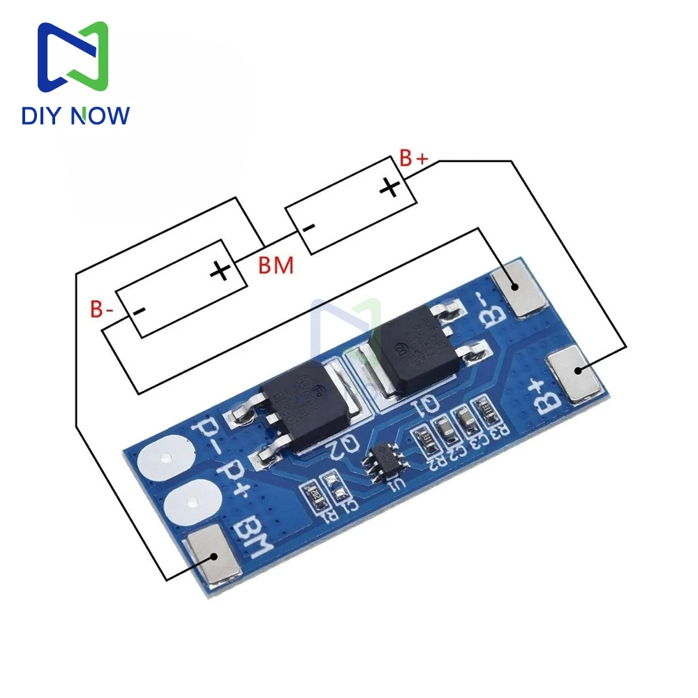 2s 8A Li-ion 7.4v 8.4v 18650 Bms Pcm 15A Peak Current Battery Protection Board Bms Pcm For Li-ion Lipo Battery Cell Pack