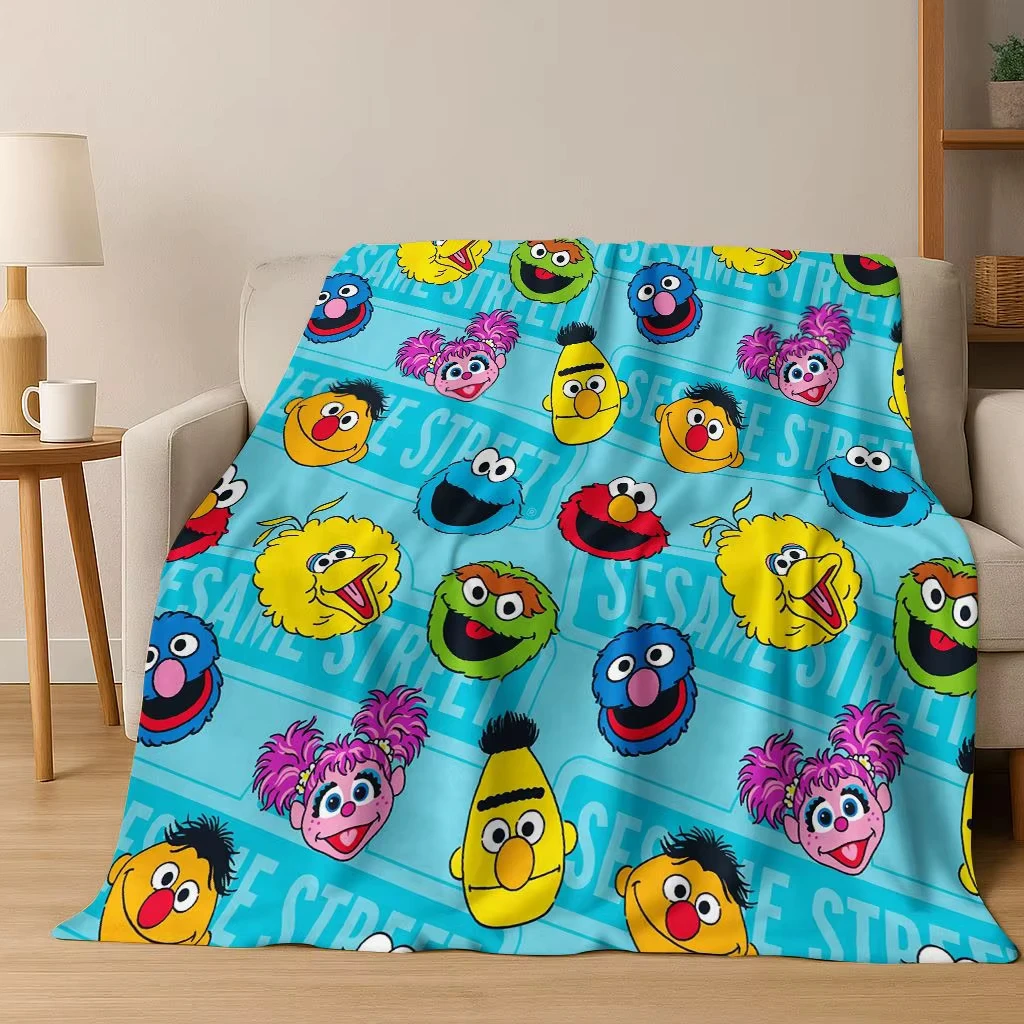3D S-Sesame-e Cartoon Throw Blanket Halloween Christmas Gifts Cozy Soft Flannel Blanket Art For Home Decor Sofa Naps Picnic