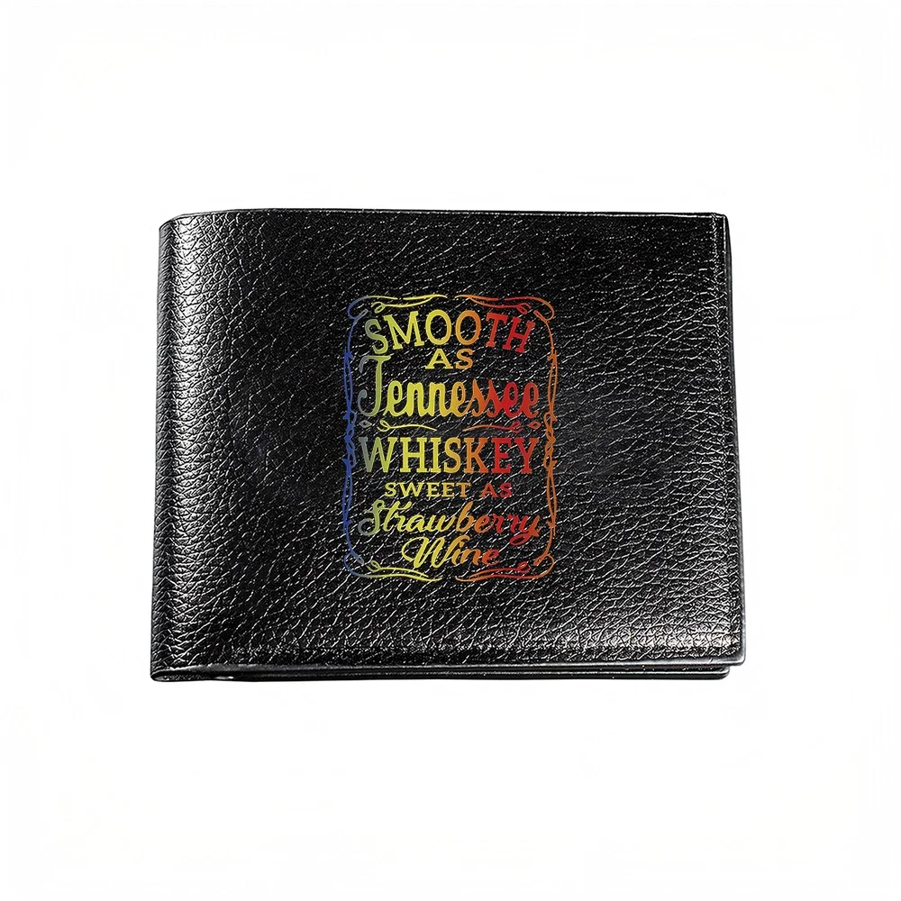 Smooth As Tennessee Whiskey Sweet As Strawberry Wine Men's Wallet Card Holder Fashion Print Casual Business Style