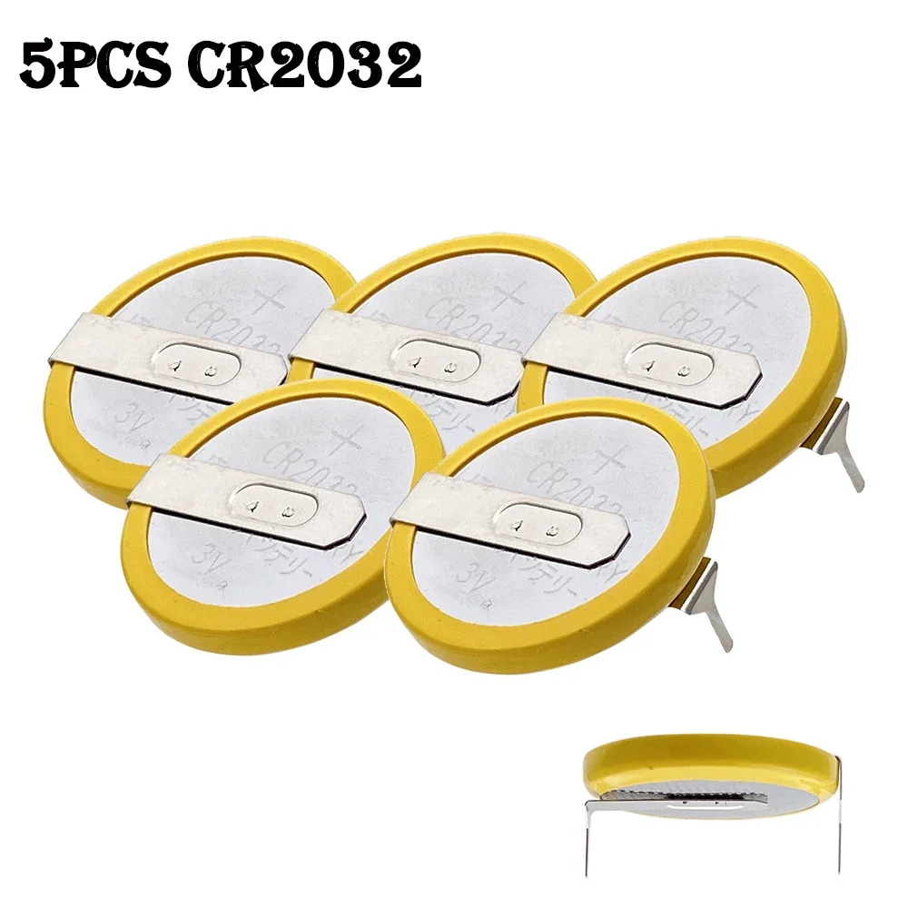 5PCS/LOT CR2032 Battery With Soldering Foot 210mAh 3V Li-ion Button Cell Battery CR 2032