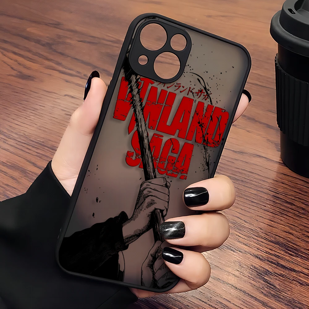 Vinland Saga Black Anime Phone Case For iPhone 15 14 13 12 11 Mini Pro Max X XR XSMax 7 8 Plus Matte Transparent Back Cover