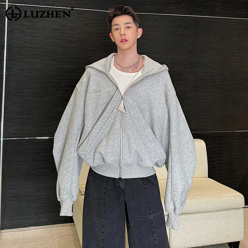

LUZHEN 2024 Spring Personality Splicing Solid Color Design Fashion Hooded Sweatshirt Korean Men's Street Casual Jackets LZ3795