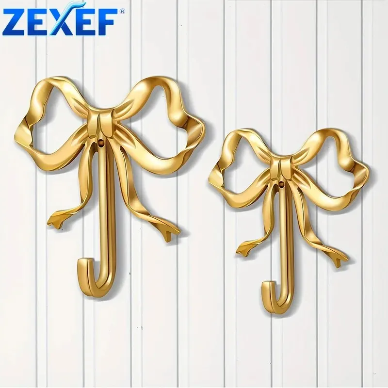 Wandhaken-Rack, solider Handtuchhalter, goldene Schleife, dekorativer Haken, Badezimmer, Schlafzimmer, Wohnzimmer, Küche, elegantes Heimdekor-Zubehör
