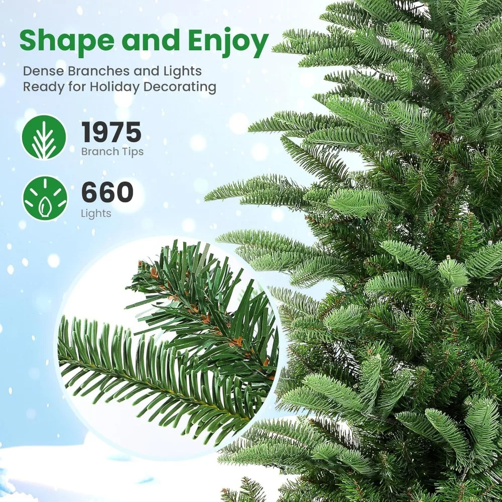 شجرة عيد الميلاد الاصطناعية المفصلية المطورة بطول 7 أقدام مع 430 أضواء متعددة الألوان RGB ونصائح 1171، وشملت جهاز التحكم عن بعد