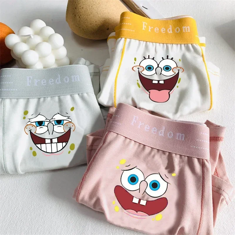 SpongeBob SquarePants Underpants Cartoon Quirky Men\'s Cotton Boxer Shorts Creative Casual Boys Breathable Sweat-absorbing Shorts